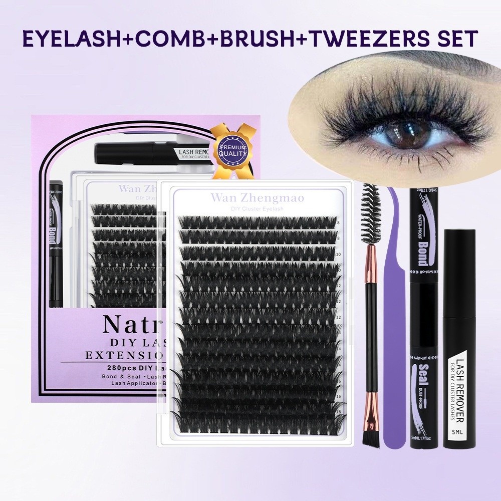 Eyelash Extension Look - ขนตาปลอมแบบติดกาวและซีล ความยาว 8-18 มม. ให้ลุคธรรมชาติ ชุดต่อขนตา