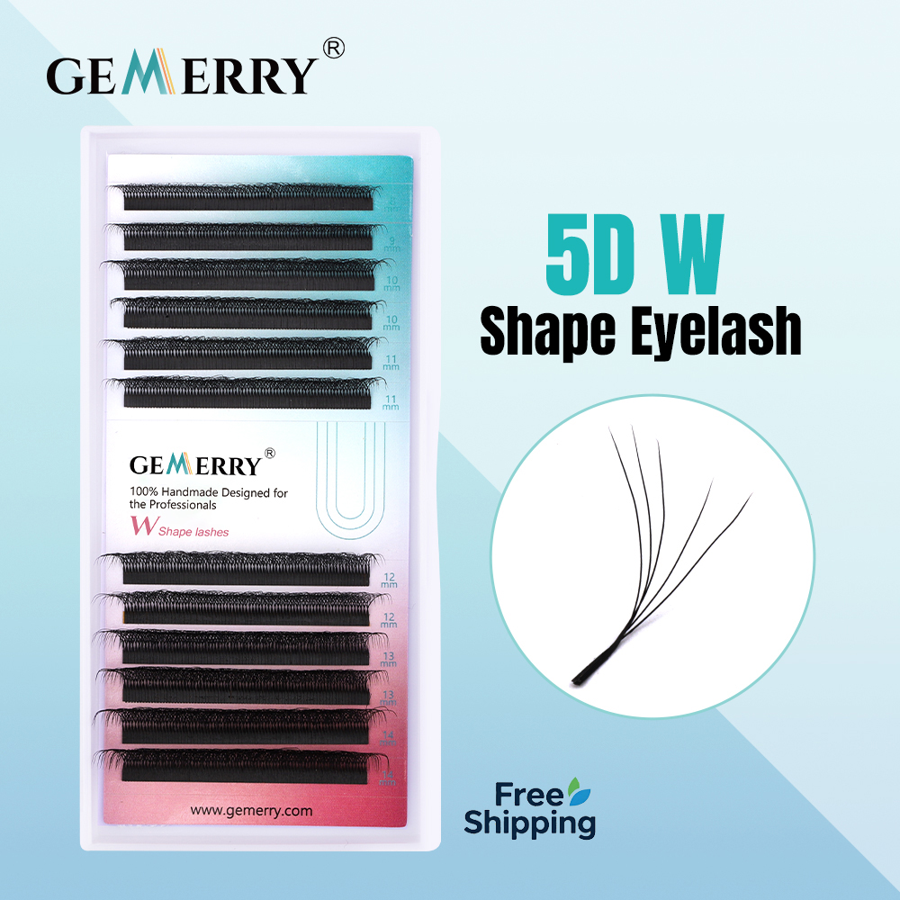 Eyelash Extension Human Hair - ขนตาปลอม GEMERRY 5D รูปทรง W แบบพัดสำเร็จรูป